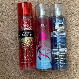 three bath and body works perfumes